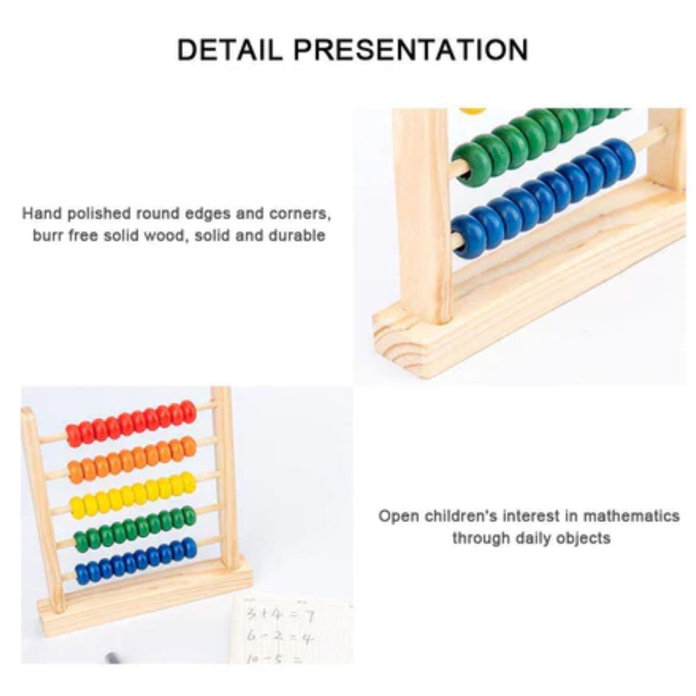 Wooden Game: 10 Row Calculating Frame