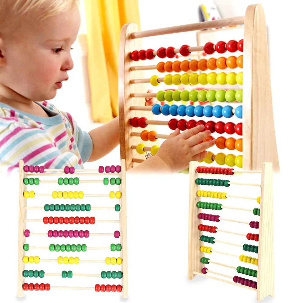 Wooden Game: 10 Row Calculating Frame
