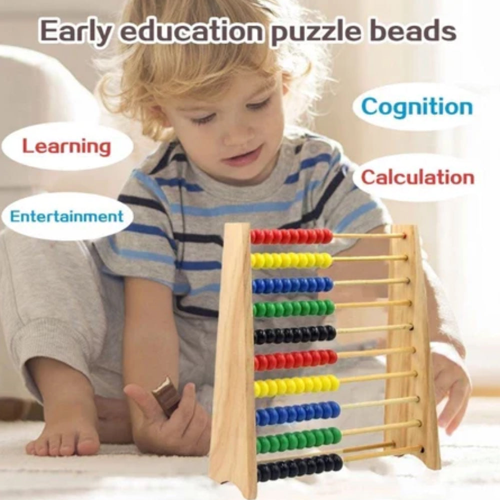 Wooden Game: 10 Row Calculating Frame