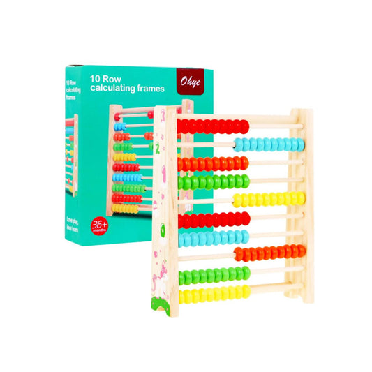 Wooden Game: 10 Row Calculating Frame