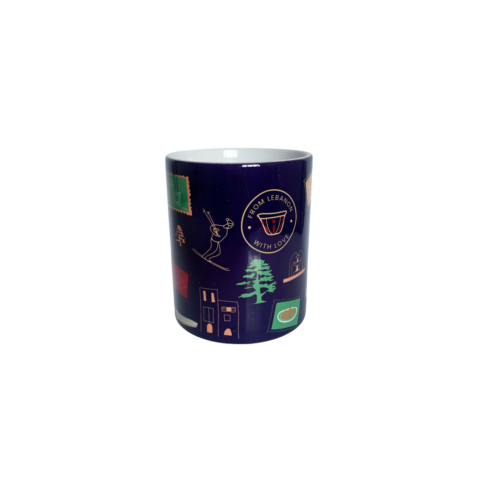 Mug: Lebanese Stamp Dark Bleu